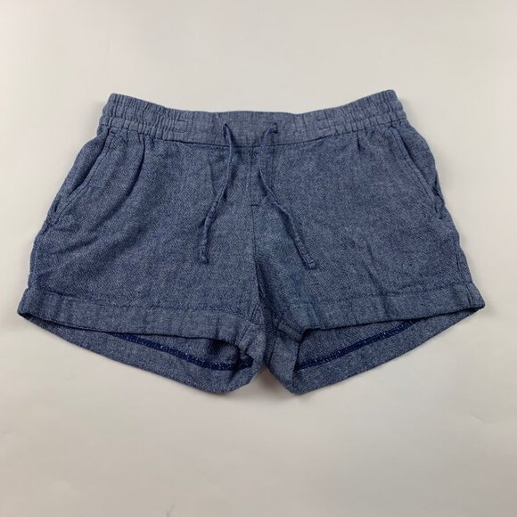 Old Navy Blue Chambray Linen Blend Pull on Shorts S - Picture 1 of 4